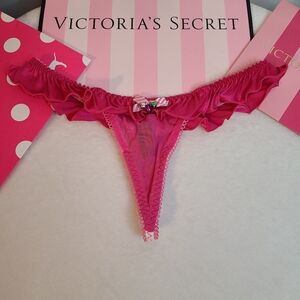 VTG VS Sexy Little Things Satin Ruffle Jingle Bell Thong Panty Size Sm
